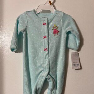 Carter's Girls Baby Sleeper Pajamas Footed Terry Cloth Ballerina Monkey New
